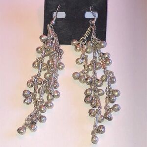 Elegant Vintage Silver Tone Boho Dangle Ball Drop Retro Earrings